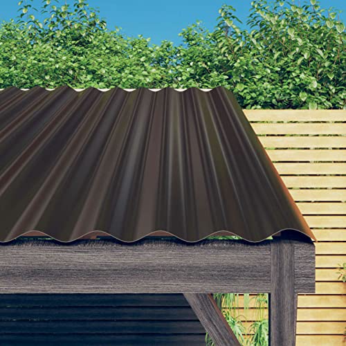 Gecheer 12x Paneles para Tejado Chapas Perfiladas Techo Cobertizo Garaje Exterior Invernaderos de Metal Chapa Metálica para Tejado para Techo o Pared Acero Recubierto marrón 80x36 cm