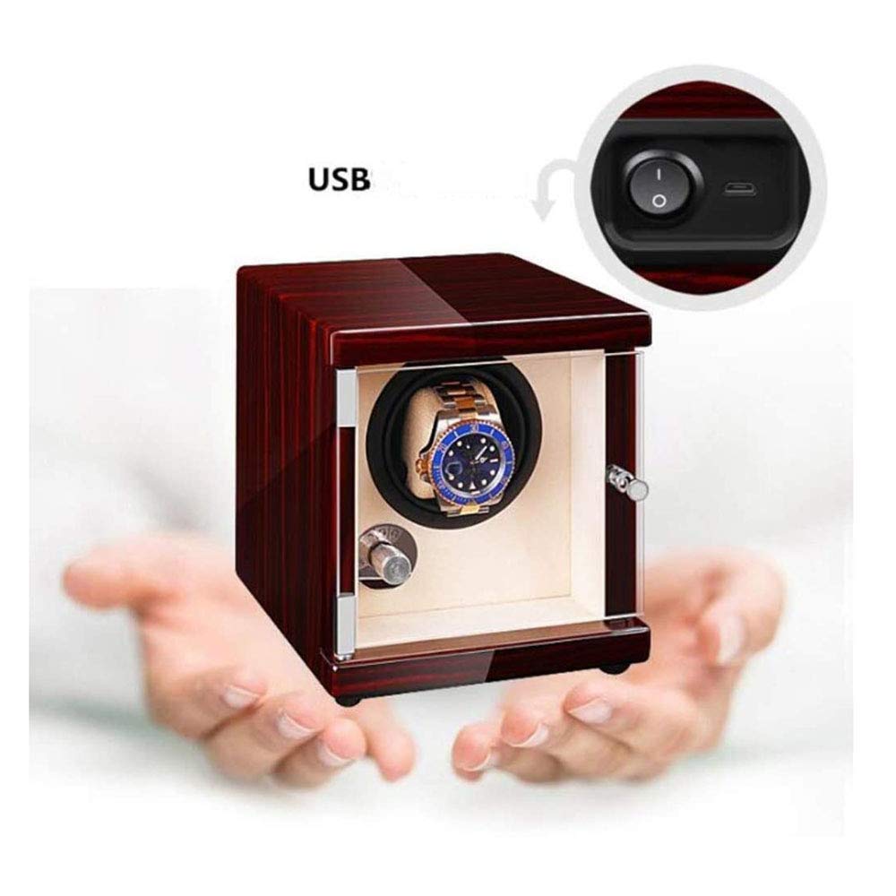 Agitador de Reloj, Reloj de Madera Maciza enrollador de Reloj USB portátil automático para Relojes de Hombres y Mujeres (máquina de bobinado)