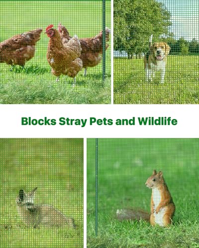Image of Temporary Fence with Posts, 40 inch Hx50'L Garden Fence Animal Barrier with Metal Ground Spikes, Temporary Fencing for Garden Backyard Outdoor Animal Protect