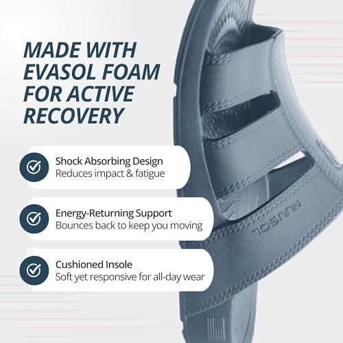 Image of NUUSOL Stanley Slide Men Flip Flops /Sandal; Non-Slip Durable Soft-Cushion Lightweight Non-Porous Textured Footbed Orthotics Arch Support Footwear Relieve Plantar Fasciitis Feet Joints Neck & Back Pain