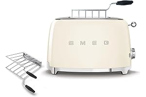 2 Slice Smog Toaster and Sandwich Rack Combo in Cream