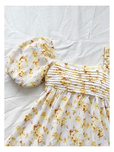 Image of Floerns Women's Floral Dress Puff Sleeve Dress Square Neck Summer Vacation Picnic Mini Dresses