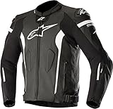 Alpinestars Men's Missile Leather Motorcycle Jacket Tech-Air Compatible, Black/White, 54