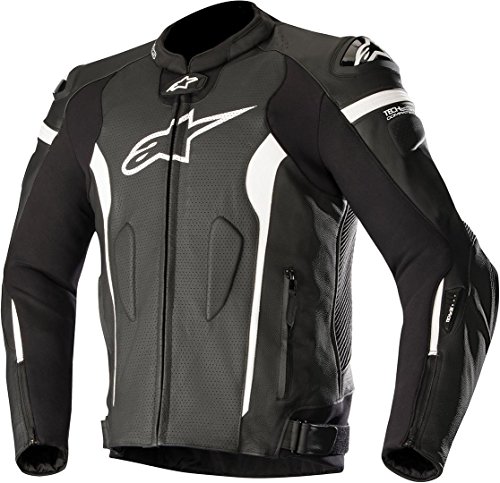 Alpinestars Men's Missile Leather Motorcycle Jacket Tech-Air Compatible, Black/White, 54