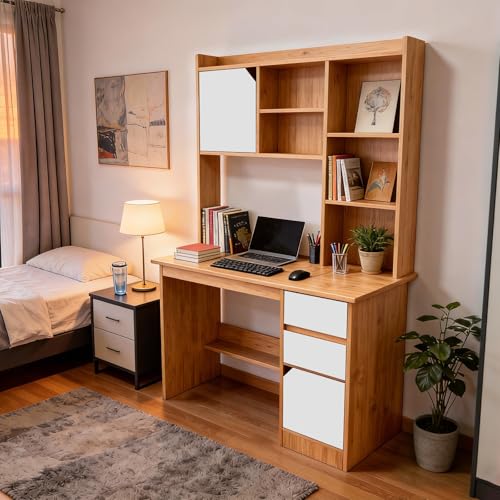 Catálogo de Escritorio Chocolate comprados en linea. 48 Vabches Escritorio Minimalista de Oficina con 2 cajones y 4 estantes,Escritorio Multifuncional Ideal para Oficina,Sala,Dormitorio o Sala de Juegos