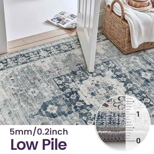 Tapis antidérapant lavable DEXI bleu pour protéger vos parquets - 4