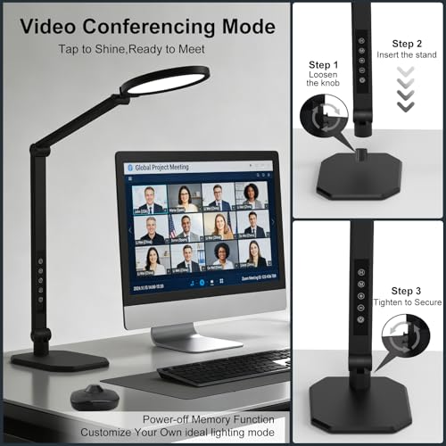 NS LED Desk Lamp 2 Pack, LED Desk Light for Home Office & Video Calls, Adjustable 3000K-6500K Office Lamp with Remote Control, Timer, Memory, CRI95+, Dimmable Desktop Lamp - image 7