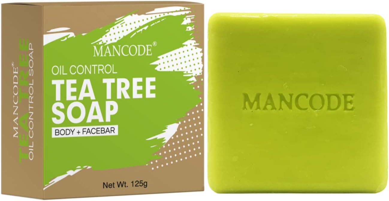 Mancode Tea Tree Soap Anti Bacterial Soap - 125gr | Pure Natural Ayurvedic | Premium & Luxurious Soap with Essential Oils | Exotic Herbs & Aroma | Green Color Bar Soap | Bathing Soap Pack of 1
