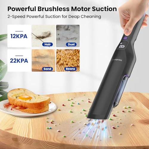 Image of Sweepcent Handheld Vacuum Cordless, 24Kpa Car Vacuum with Brushless Motor, Charging Dock, Rechargeable, 1.5lbs Portable Handheld Vacuum with 2-Speed for Home /Car /Pet (Purple)