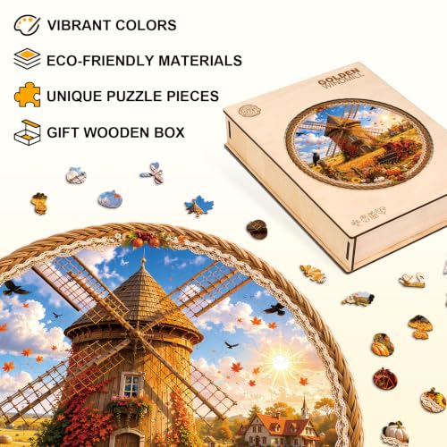 WOODBESTS Wooden Puzzles for Adults, 100 Pieces Autumn Windmil Wood Puzzles — view 2