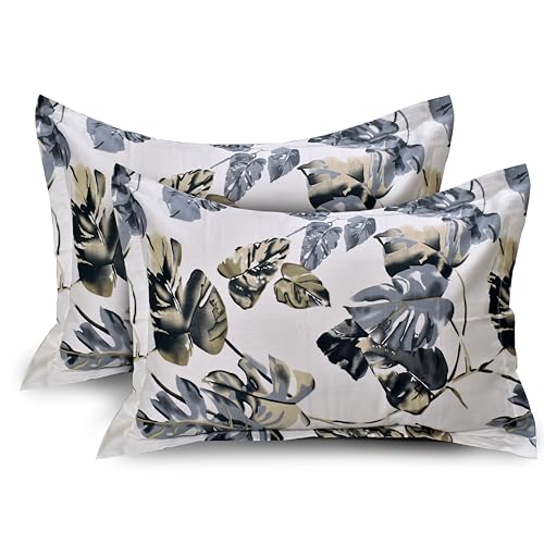 Image of Huesland by Ahmedabad Cotton 210 TC Premium Cotton Pillow Cover Set of 2 - White, Blue & Yellow