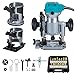 Price comparison product image Woodworking Router with Trimmer Base, Tilt Base & Plunge Base - Compact Palm Router Multifunctional Kit + 15pcs 1/4" Router Bits, Electric Hand Laminate Trimmer Set Wood Routing Trimming
