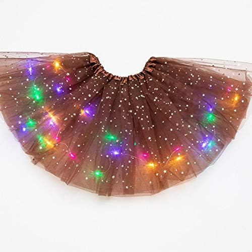 Girls Tutu Skirt, Little Girls LED Colorful Luminous Kids Star Sequin Ballet Skirt Princess Sparkling Tutu, Fancy Fluffy Ballet Dance Costume for 3-8 Years Kids