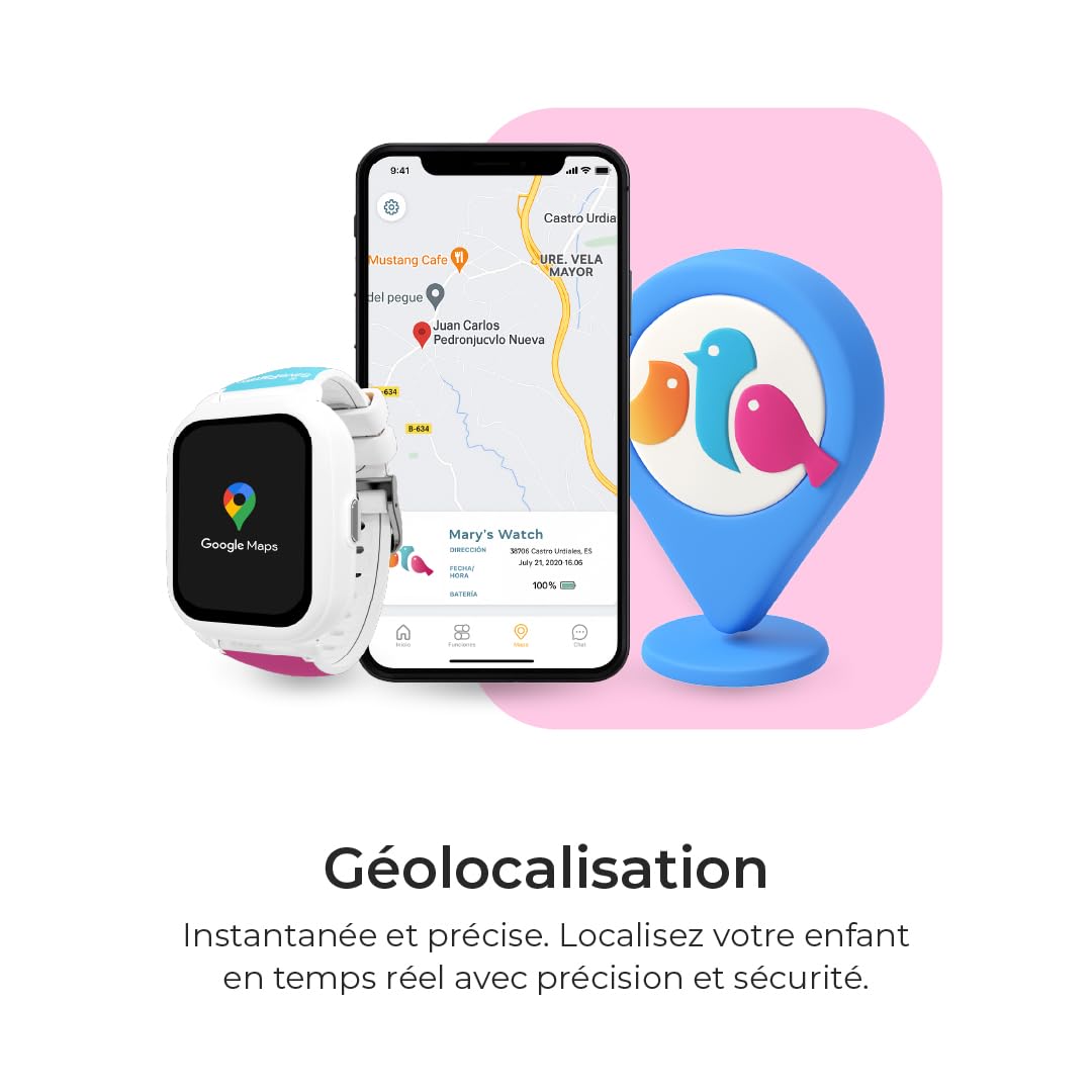 SaveFamily Iconic Plus 2 | Montre Connectée pour Enfant - Localisateur GPS | Appels, Vidéo, IA, Bouton SOS, WhatsApp, Spotify, Thermomètre, Couleur Noir