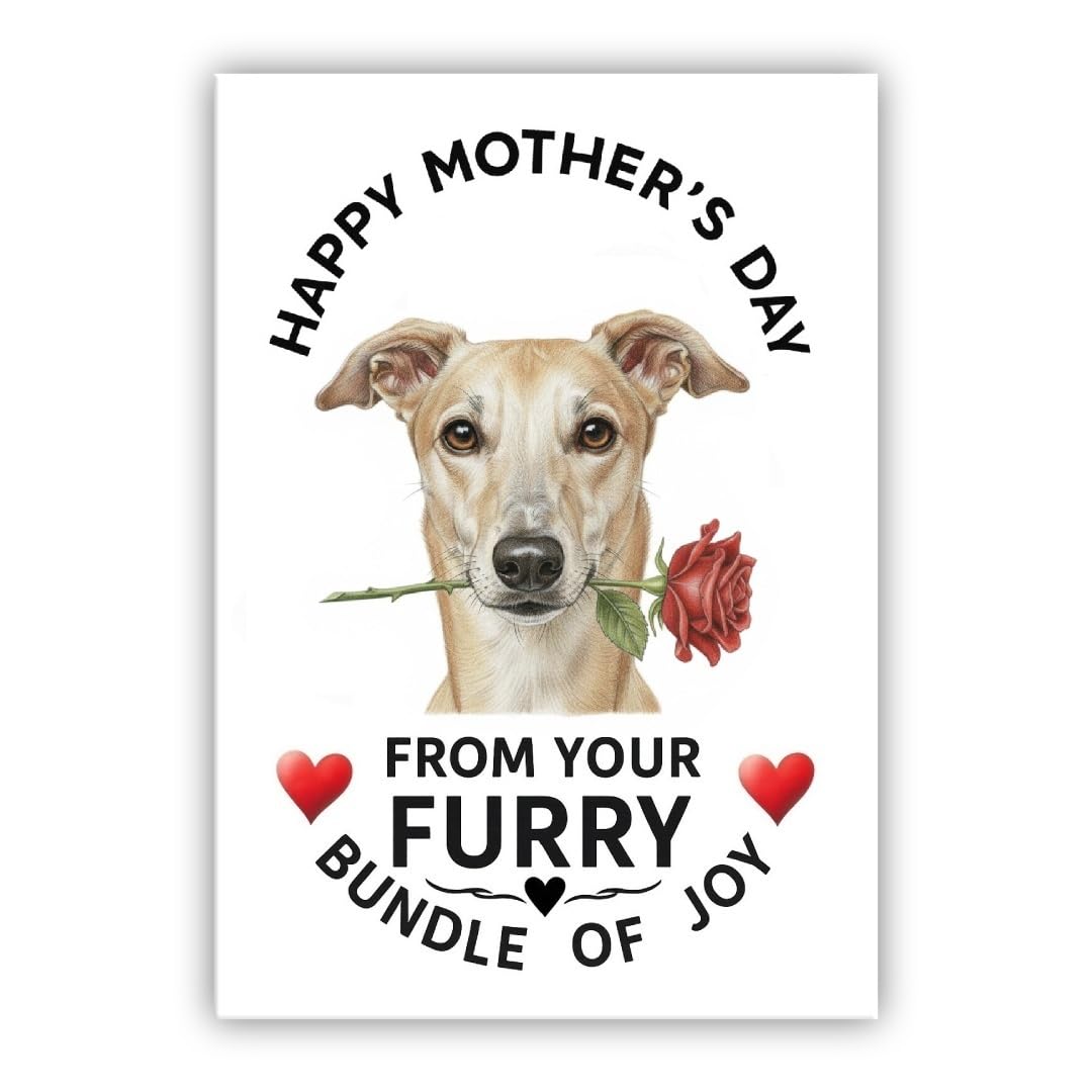 Mother’s Day Dog Card – Pet Mothers Day Greeting Card from the Dog - “Happy Mother’s Day” - Many Breeds Available (• Greyhound Dog) — image 1