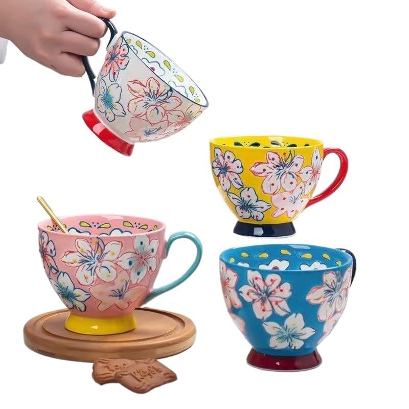 Tazza Grande 450 Ml Con Alce Dipinto A Mano In Porcellana Rossa - Regalo Natale
