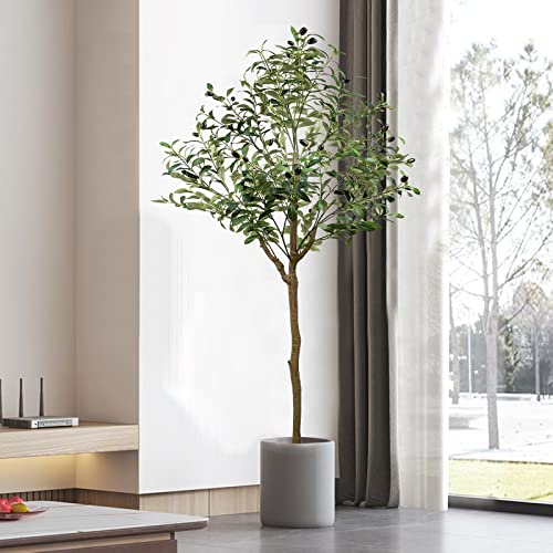 Kozoren 5Ft Artificial Olive Tree Fake Potted Olive Silk Tree With Planter Large Faux Olive Branches And Fruits Artificial Tree For Home Office Living Room Decor Porch Balcony #TOP5