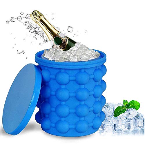 YQHbe Bac à Glaçons, Ice Cube Magique Glacon Ice Cube Maker Silicone Glacon Seau Moule Glacon avec Couvercle Ice Genie ÉConomiser De l'espace pour Un Apéro DIY Chocolat Whisky Cocktail Parties