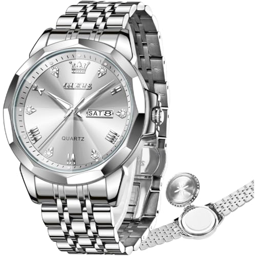 Image of OLEVS Watch for Men Diamond Casual Analog Roman Quartz Stainless Steel Waterproof Luminous Date Calendar Luxury Gifts Wrist Watch