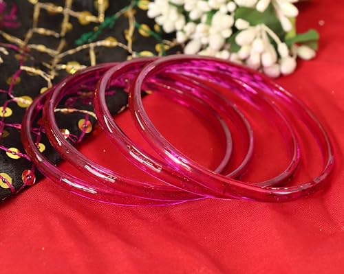 Image of STYOLLO Viral Jelly Plain Transparent Glass Kada Set For Women & Girls | Kanch Kada For Girls | Daily Ethnic Traditional Jewelry | Glossy Classic Fashion Kangan For Wedding, Festive & Parties - Set Of 4
