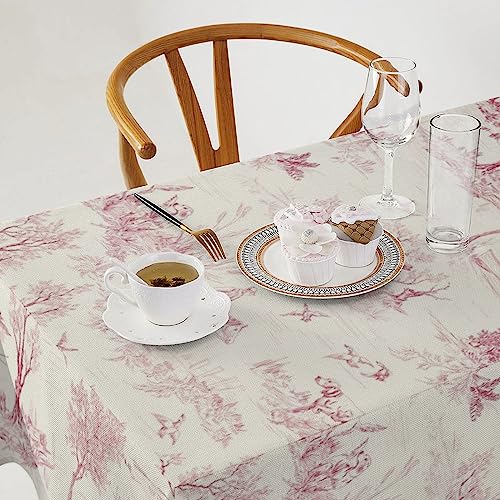 Lohdalolf STC23533-55 French Country Tablecloth Toile Tablecloth Chinoiserie Red Vintage Square Coffee Table Cover Washable thumb #4