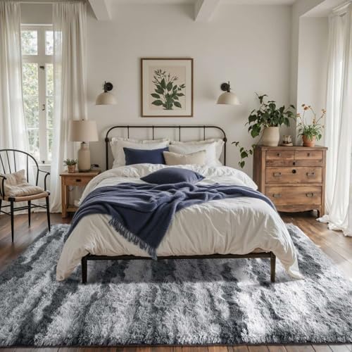 Zebra 5x7 ft Fuzzy Rug for Living Room,Black White Bedroom Area Rugs Non-Slip,Carpet for Nursery Kids PlayRoom Indoor Modern Plush Carpets