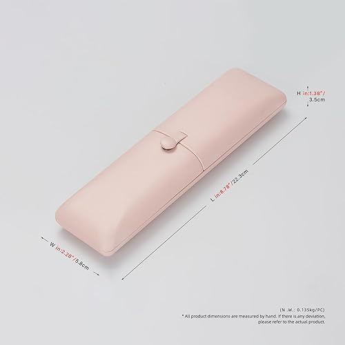 Vista 5 de Papten Joyero de cuero PU collar de cadena larga de terciopelo interior caja de regalo collar cadena larga caja de almacenamiento (rosa claro)