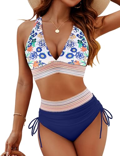 Blooming Jelly Women High Waisted Bikini Sets Tummy Control Swimsuits