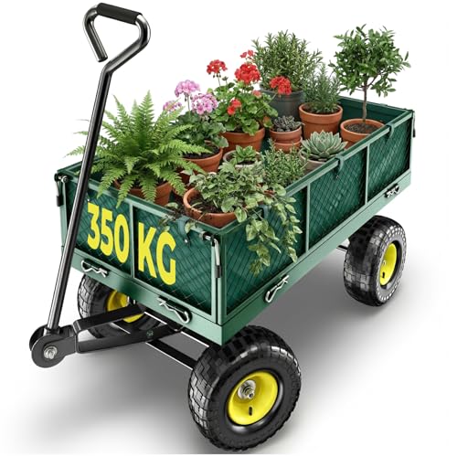 tectake® Bollerwagen, Handwagen mit Seitenwand klappbar, Transportwagen für Strand,...