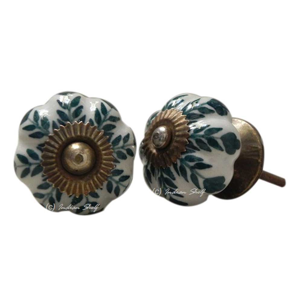 IndianShelf 2 Piece Green Leaf Ceramic Luxurious Drawer Knobs for Kitchen Cabinet Hardware Door Pulls Decorative Dresser Elegance (B06X6LLHLX) Amazon Price History, Amazon Price Tracker
