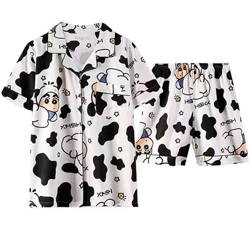 クレヨンしんちゃん パジャマ 男女兼用 なめらか ホームウェア 家用 部屋 厚手 長袖 半袖 セット 安心休み 寝服 (セット3,女XL)