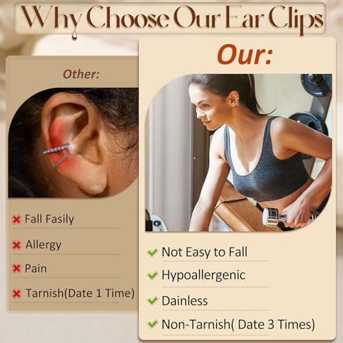 Florideco 4Pcs Ear Cuffs Non-Piercing for Women Dainty 14K Gold Plated Clip On Cartilage Earrings Hypoallergenic Huggie Hoop Cuffs Fake Earings for Non Pierced Ears(S-Bead) by Florideco - Image 7