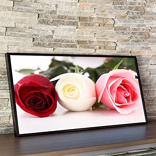 Peinture Diamant Grand Format Rose - Décoration murale DIY XL pour salon et bureau