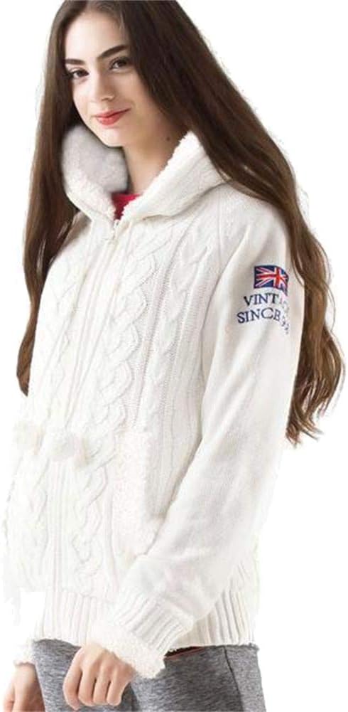 Extreme PopWomens Hooded Cable Knitwear Zip Up Cardigan Sweaters Warm Fleece Sherpa Lined Winter Jacket XS-XL UK Stock