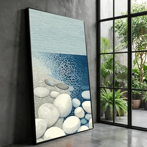 Affiches et impressions pierres de plage tableau bleu