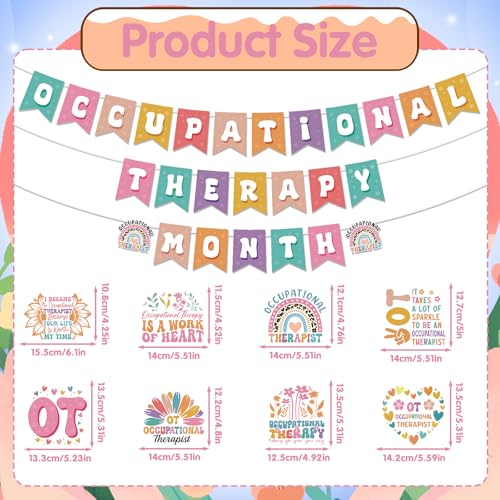 Image of Occupational Therapy Month Decorations - 11PCS Happy OT Month Party Banners Hanging Swirls Decor, Occupational Therapist Appreciation Support Thank You Party Supplies Decoration