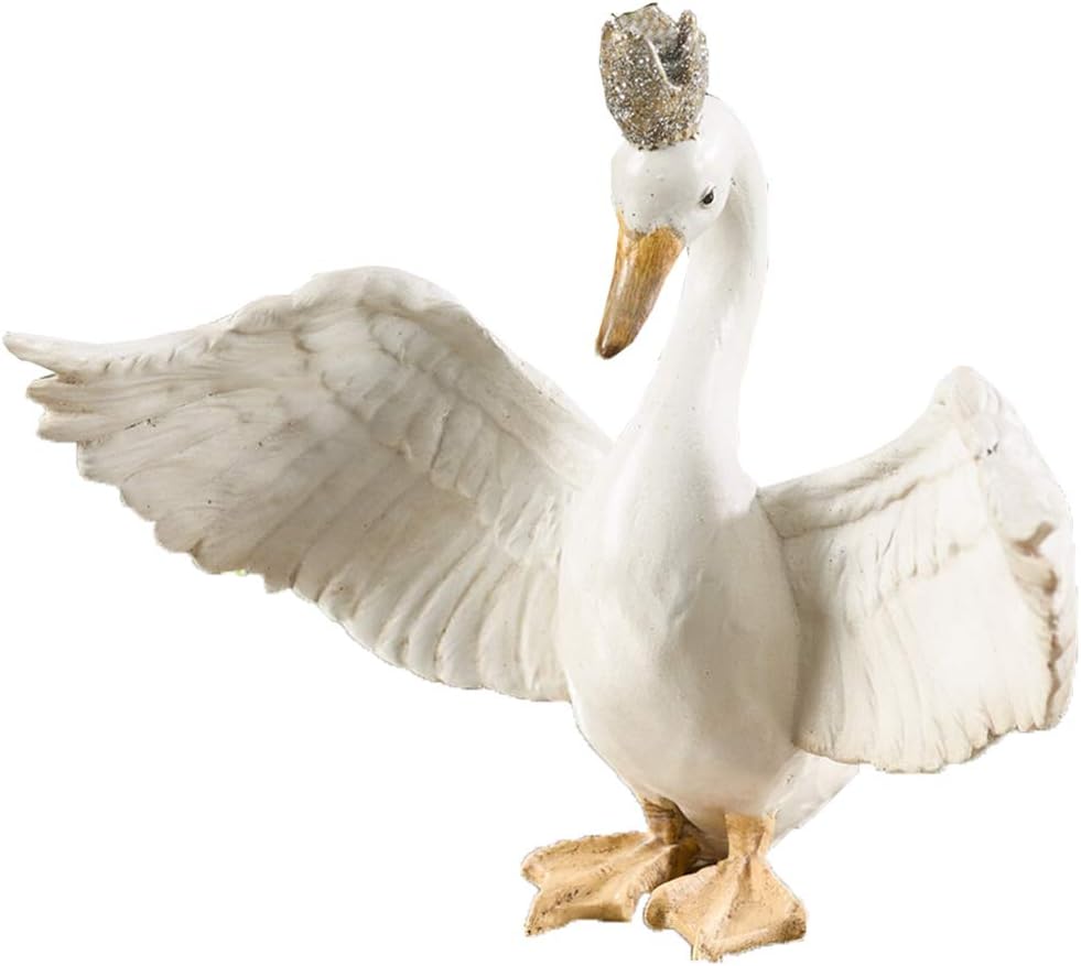 Fennco Styles Swan with Crown Christmas Holiday Decorative Figurine Statue (2 Pack)
