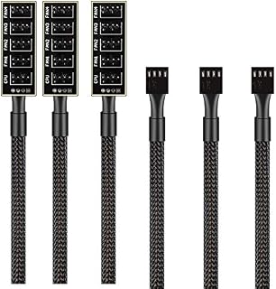 RUNCCI-YUN 3Pack PWM Fan Hub PC Computer Case Fans Splitter, The 5-Port PWM Fan Splitte Hub Adapter Cable, for 12V Desktop Computer Cooler Case Fans 4-Pin & 3-Pin 14 inches