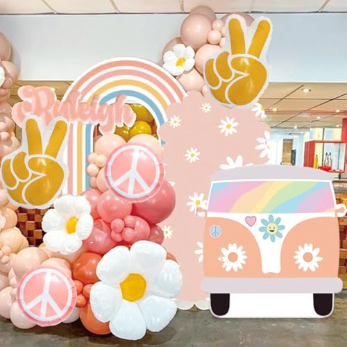 Image of Groovy Balloons 6Pcs Retro Hippie Balloon Daisy Peace Sign Groovy Hand Balloon for Groovy Birthday Party Decorations Groovy Party Decorations Groovy Baby Shower Decor Supplies