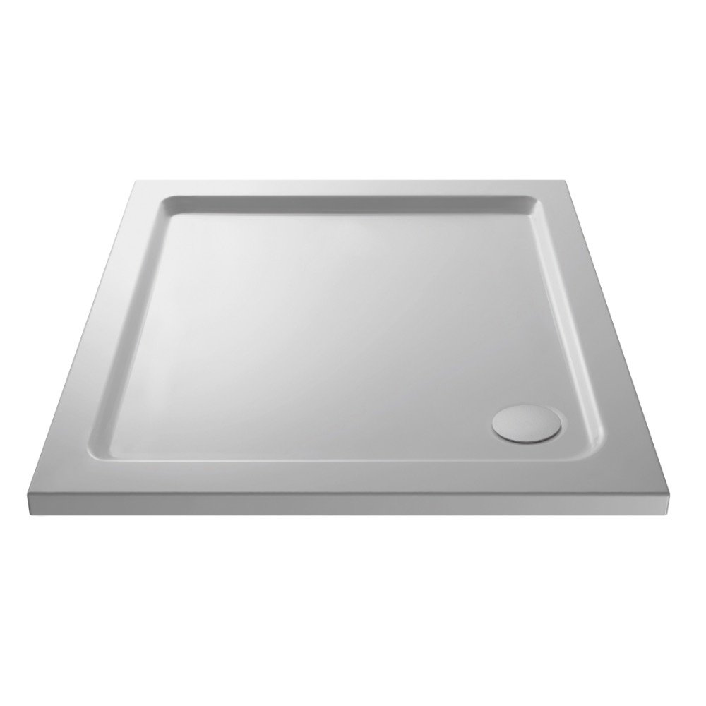 Nuie NTP002 | Modern Bathroom Square Slimline Pearlstone Shower Tray, 700mm x 700mm, Gloss White — image 1