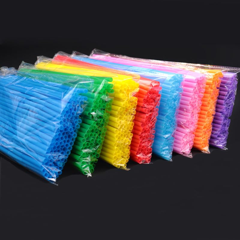 100 pitillos de plástico flexibles y coloridos miniatura 3