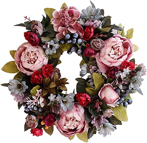 Couronne florale YZCIS 35 cm pour embellir une porte d'entrée
