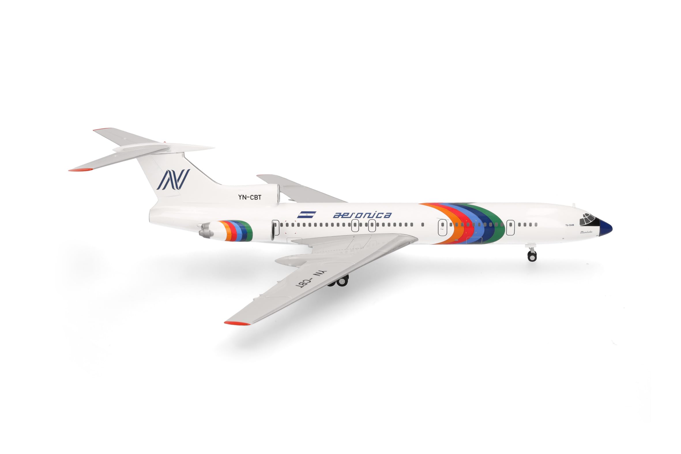 herpa Modellino aereo Aeronica Tupolev TU-154, miniatura in scala 1:200, pezzo da collezione, modello senza supporto, metallo