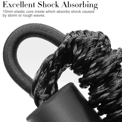 2 PK Black Bungee Dock Lines for Boats 4FT with 316 Stainless Clip Boat Accessories Marine Grade Boat Rope Boating Accessories Boat Dock Lines Jet Ski or PWC Mooring Boat Lines & Dock Ties