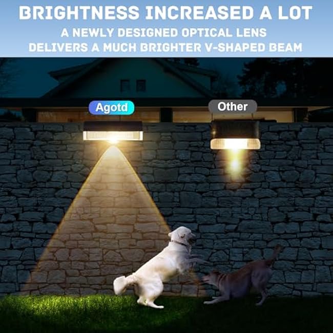 Solar Fence Lights Outdoor, 16 Pack Fence Light Solar Powered, Deck Lights Waterproof Led for Garden, Backyard, Patio, Pathway, Railing, Pool, Stairs, Step, Warm White