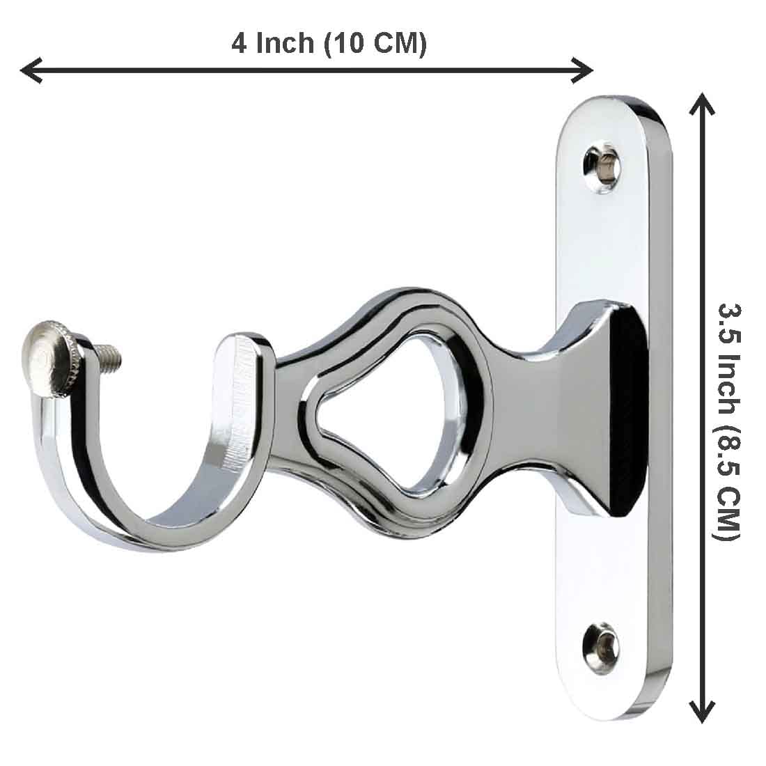 Ferio Zinc Chrome Finish Curtain Holder and Brackets for Door and Window Parda Holder 1 Inch Rod Size Silver (Pack of 2)