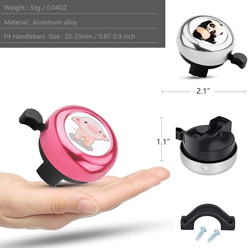 Miniatura 5 de HUIYCUU Timbre de bicicleta con estampado de animales para niños, niñas, manubrio de tamaño ajustable, accesorios de bicicleta para mujeres y
