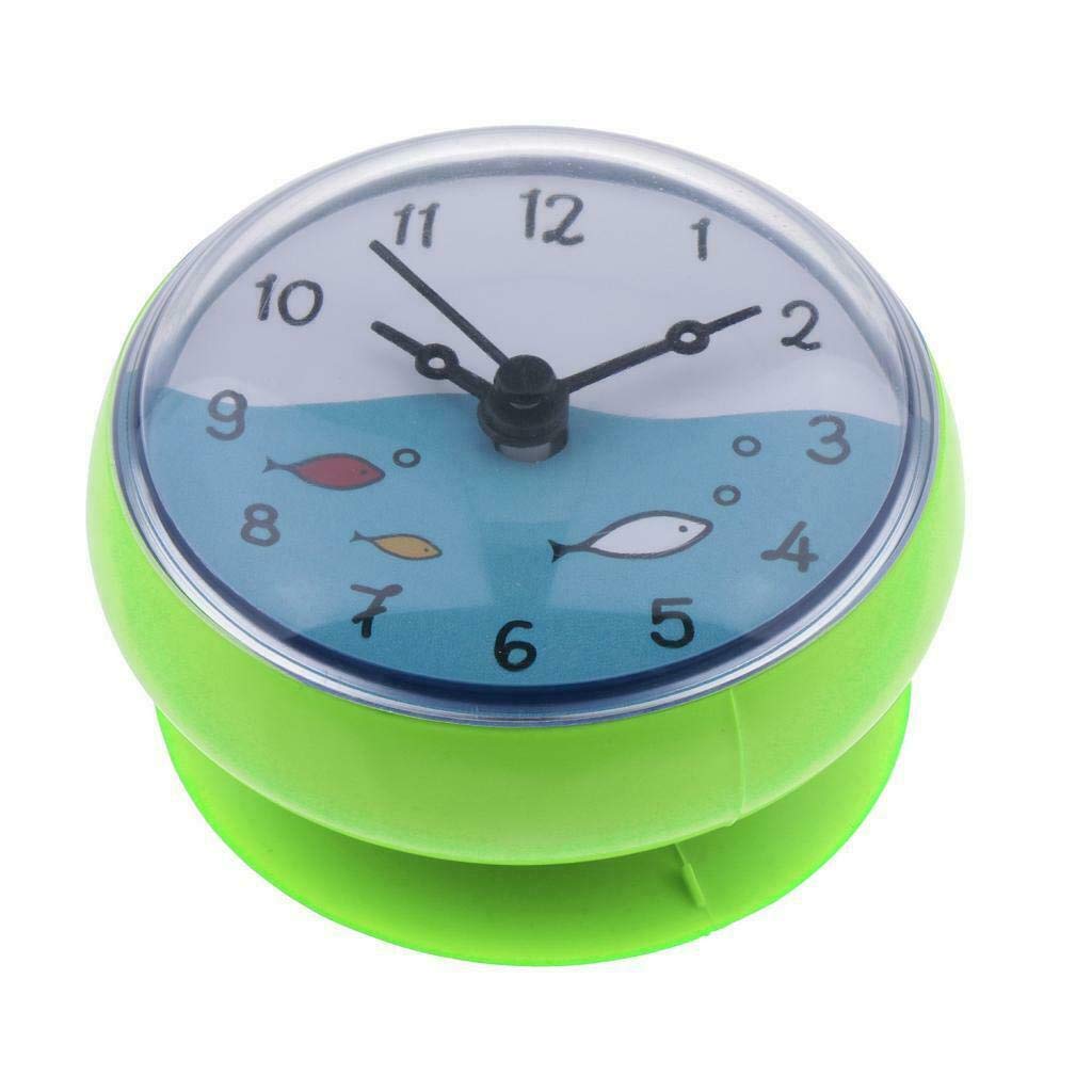 Clocks Bathroom Silicone Clock w/Suction Cup Waterproof Green