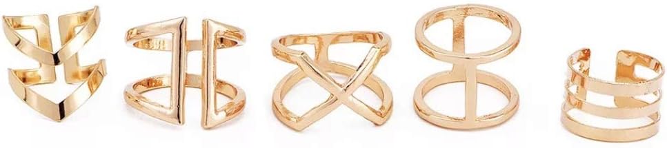 5 pcs Big Vintage Bohemian Stack Rings V Rhinestone Joint Rings Knuckle Nail Ring Set for Women Girls
