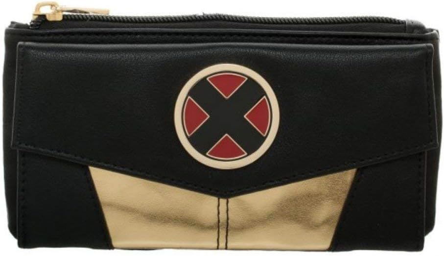 Bioworld X-Men Front Flap Kids Unisex Black Faux Leather Compact Wallet with Zipper